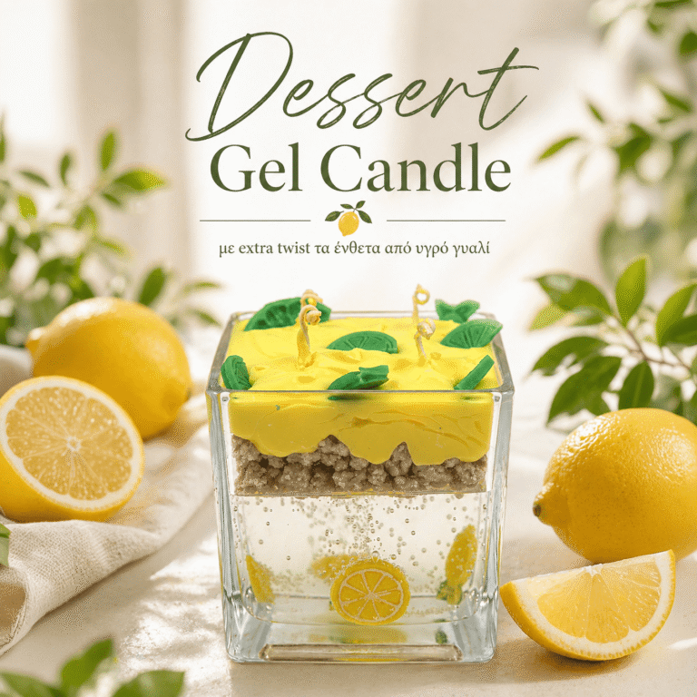 Κερί “Γλυκό Λεμόνι” | Dessert candle με τζελ, crumble & σαντιγύ