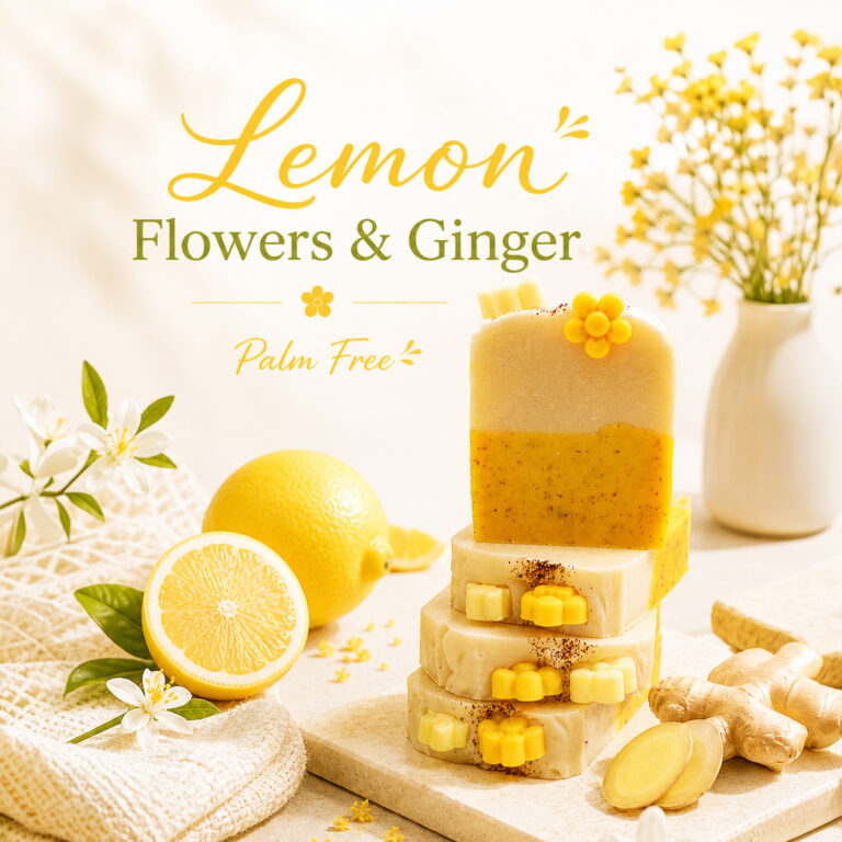 Σαπούνι Lemon Flowers & Ginger -Χειροποίητη συνταγή Cold Process χωρίς φοινικέλαιο