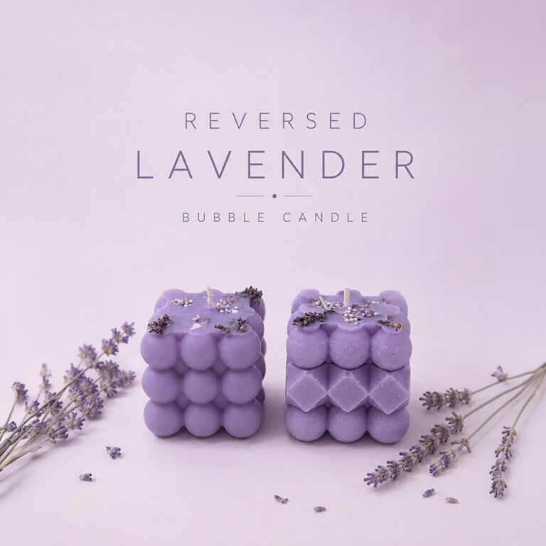 Reversed Lavender Bubble Candle